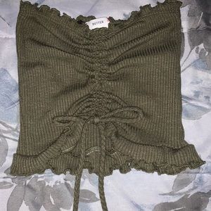 scrunched olive tube top